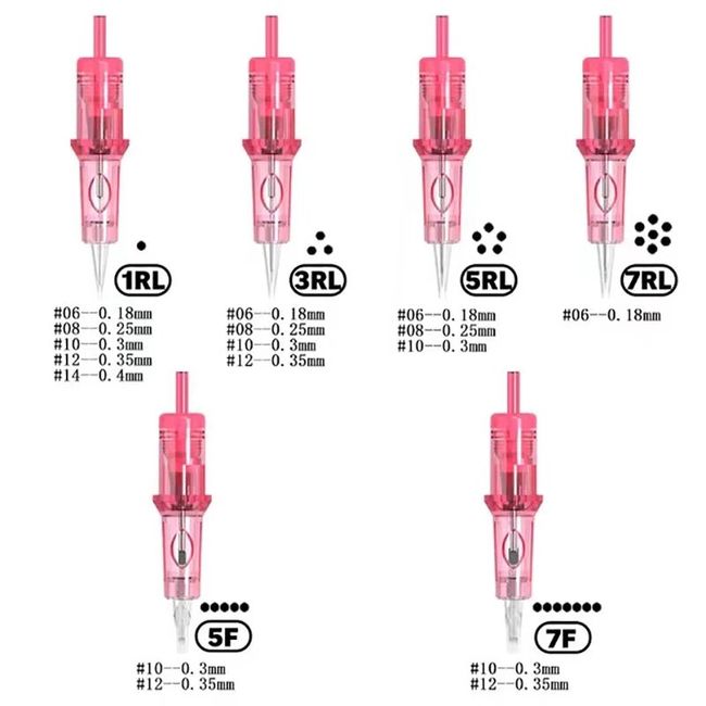 20PCS 0.25/ 0.30/ 0.35mm Round Liner RL Ambition Tattoo Cartridge Needles  Supply