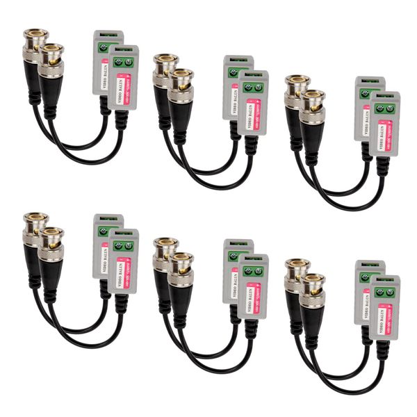 OTOTEC 6 PAIRS (12pcs) Passive Mini CCTV BNC Video Balun Transceiver Cable for BNC Male Cable Via CAT5/5E/6 Twisted Pair Transmitter CCTV Security Camera System