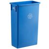 23 Gallon Heavy-Duty Plastic Slim Commercial Blue Rectangular Trash Can No Lid