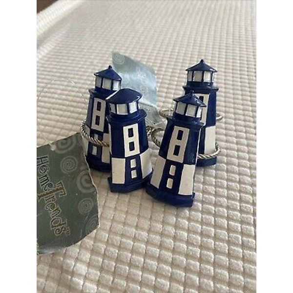 Lighthouse Napkin Rings (4) NWT Art Deco Design