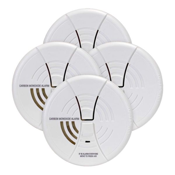 FIRST ALERT CO250B Family Gard Basics Carbon Monoxide Alarm 4-Pack | Battery Operated Carbon Monoxide Detector , White