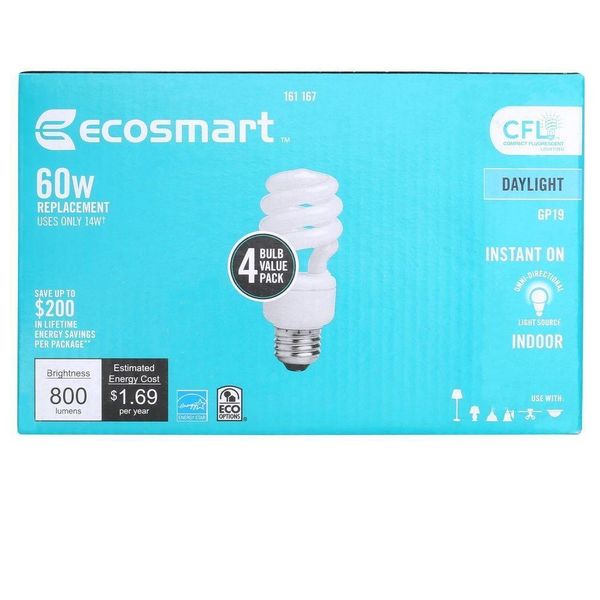 EcoSmart Spiral CFL Light Bulb, Daylight