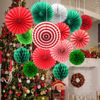 Paper Christmas Decorations, Christmas Tissue Paper Hanging Paper Fans Honeycomb Balls Pom Poms Flower Christmas Ceiling Decorations Hanging Decoration for Xmas Winter Home Ceiling Wall Decor