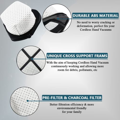 Improvedhand SV780 Dust Cup Filter Replacement Compatible with Shark Cordless Hand Vacuum SV75Z SV728N SV726N Directly Replaces Part # XF769, XSB726N Pack of 6 with 1 Pcs Cleaning Brush