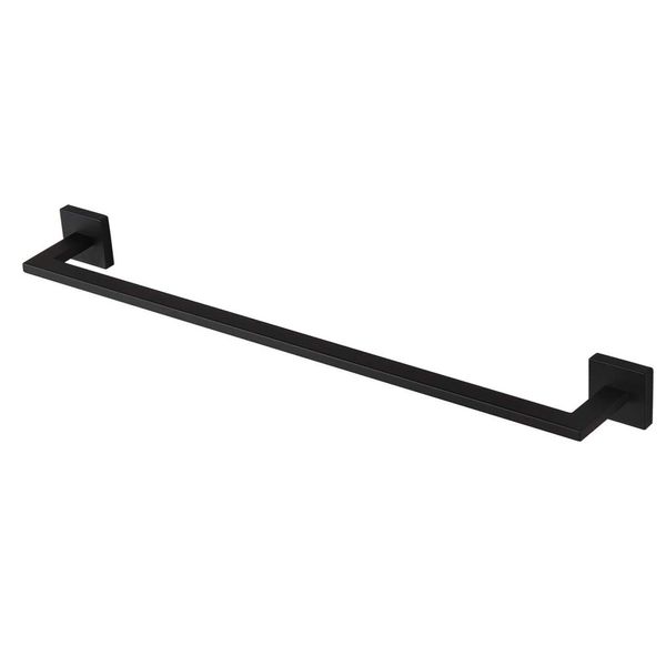 GERZWY 18-Inch Bathroom Towel Bar SUS 304 Stainless Steel Bath Towel Bar Matte Black Modern Square Style Wall Mount IG1802C45-BK