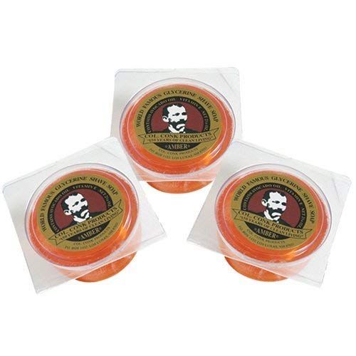 Col. Conk Amber Shave Soap 2.25 Ounce (Pack of 3)