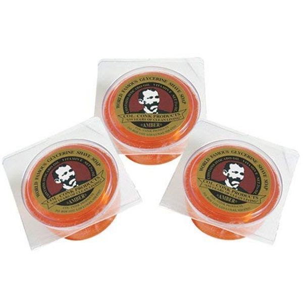 Col. Conk Amber Shave Soap 2.25 Ounce (Pack of 3)