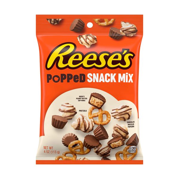 REESE'S Chocolate Peanut Butter Popped, Snack Mix Bag, 4 oz