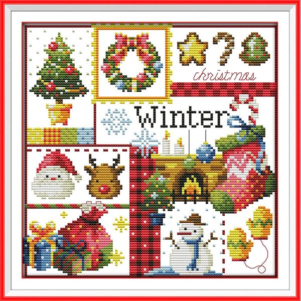 Cross Stitch Embroidery Kit Awesocrafts Four Seasons Winter Pattern Print DIY Beginner Home Decor Cross Stitch (Winter)