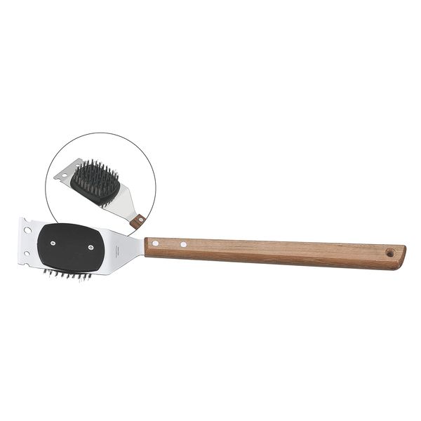 Tramontina Wood Handle Grill Brush Dynamic 42cm Natural Wood BBQ Cleaning Churrasco Tool Made in Brazil 26445/100 TRAMONTINA