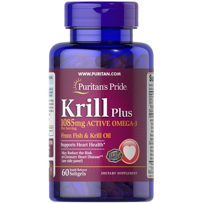 Puritan's Pride Krill Oil Plus High Omega-3 Concentrate 1085 mg - 60 Softgels