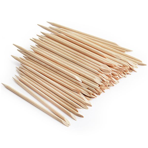 LIKENNY Orange Wood Stick Wooden Nail Stick Nail Pusher Nail Tool Multi-functional Easy Cuticle Treatment Tool (Approx. 200 Pcs)