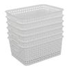 Bblina 6-Pack Small White Plastic Weave Rattan Storage Basket Box
