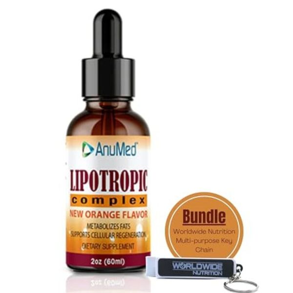 Anumed Lipotropic Complex Drops -Folic Acid, Vit.B12, B6, Non-GMO, 2oz, Orange