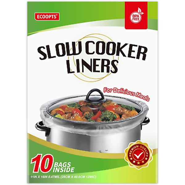 ECOOPTS Slow Cooker Liners Disposable Cooking Bags Small Size Pot Liners Fit 1QT