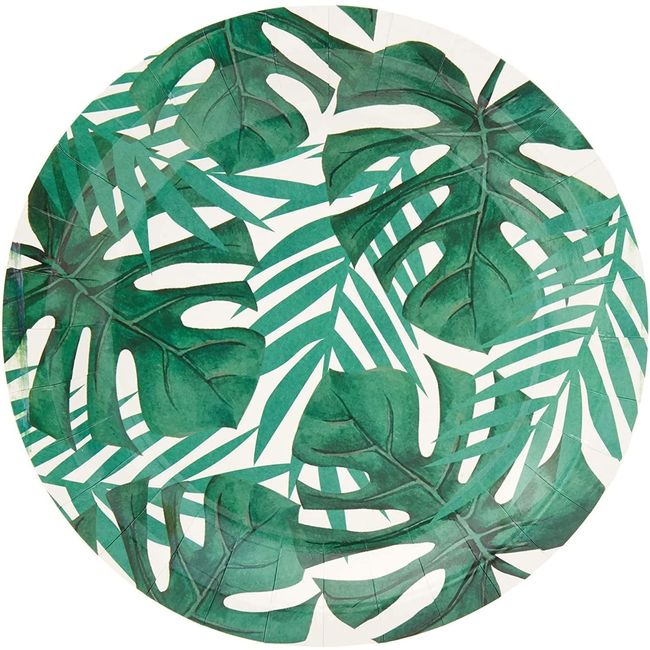 Hawaii Palm Leaf Foil Thick Paper Plates Cups Napkins Disposable