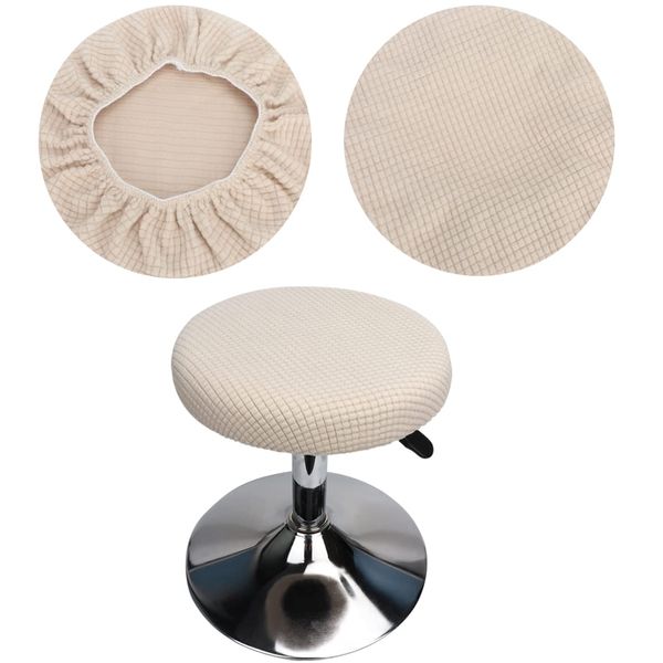 HuaLiSiJi Round Stool Cover Bar Stool Covers Round Stool Covers Round, Washable Easy Care Soft and Durable, for 12-15.7 Inches/30-40cm Round Stool Square Stool (1 pcs White)