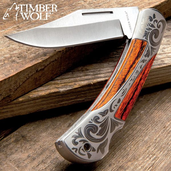 Timber Wolf Gentleman’s Pocket Knife - Lock Back, Stainless Steel Blade (Wood)