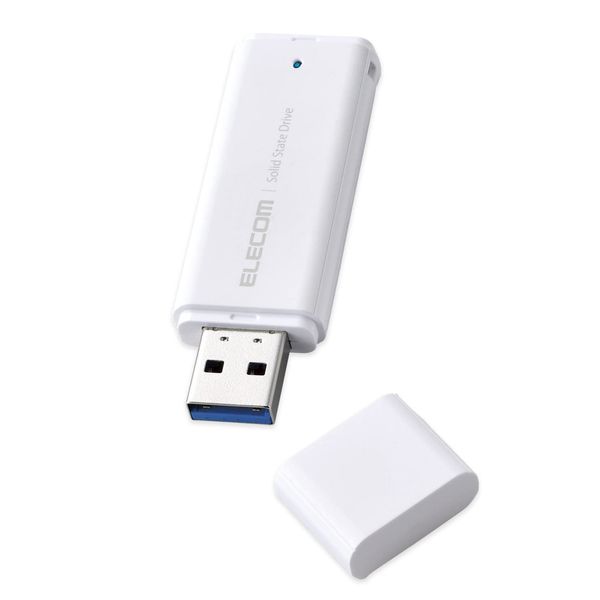 Elecom ESD-EMC1000GWH External SSD 1TB Portable USB 5Gbps / USB 3.2 (Gen2) Supported, Small, Cap, White