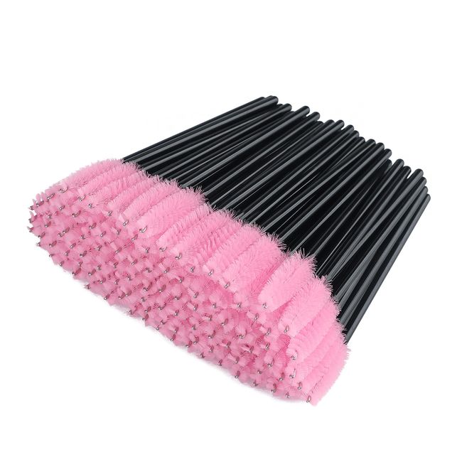 G2PLUS 50 PCS Eyelash Brushes Spoolies- Black and Pink Eyebrow Spoolie Brushes - Disposable Mascara Wands - Eyelash Extension Brushes for Extensions