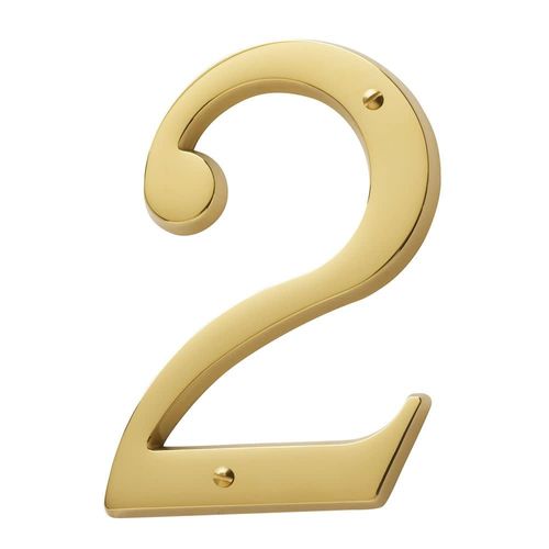 Baldwin Estate 90672.003.CD Solid Brass Traditional House Number Two in Polished Brass, 4.75"