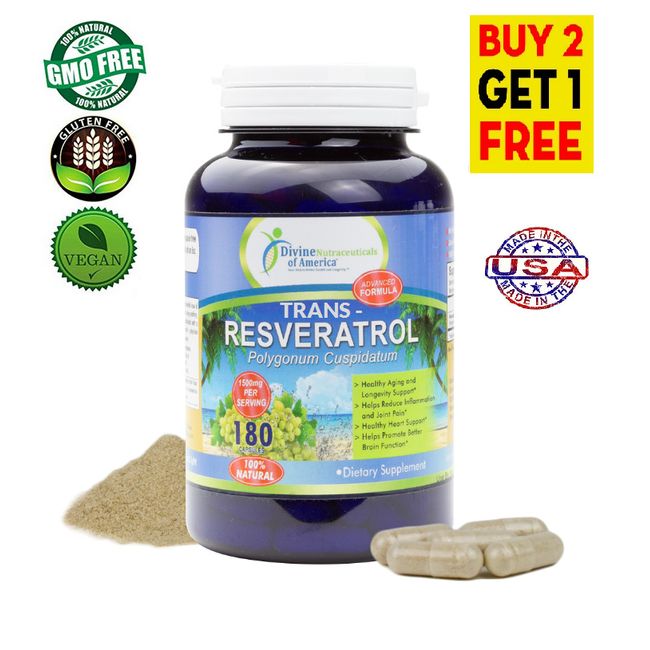 TRANS RESVERATROL 1500mg Anti-Aging Antioxidant Brain Skin Immune Heart Health