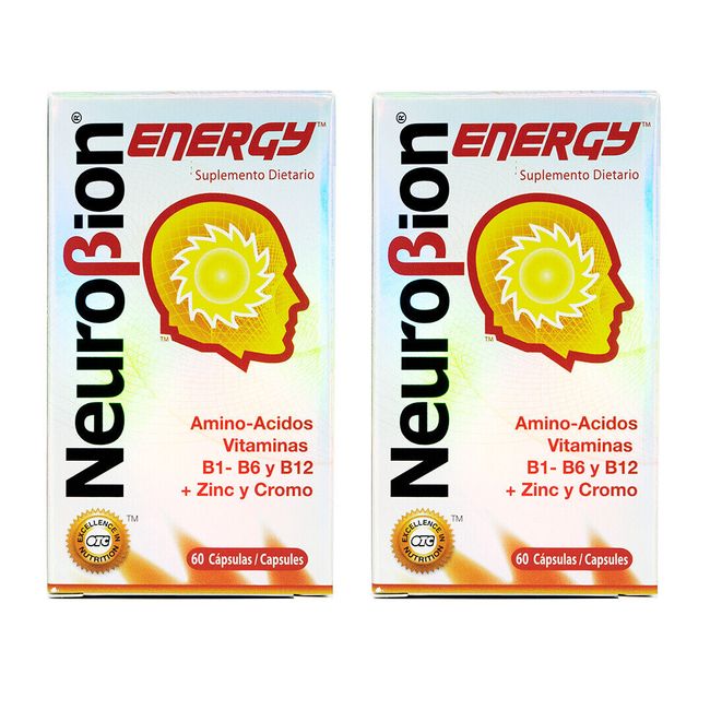 Neurobion Energy w/ Amino Acids, B Vitamins & Zinc, 60 Caps, (2 BOXES) exp 3/25