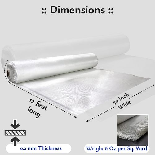SIMOND STORE Fiberglass Cloth, 6 Oz. Woven Roving 50" x 12 ft. / 4 yd. Pool Repair & Long for Boat