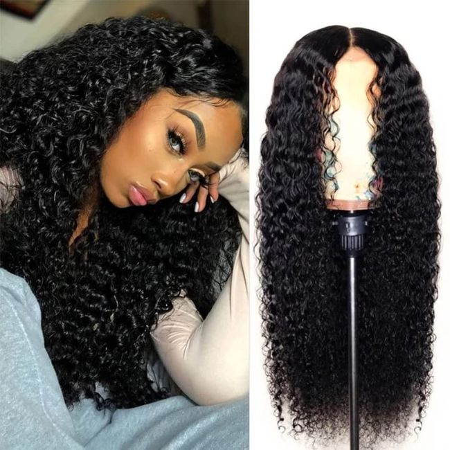 ASVNRES Lace Front Wigs Human Hair Pre-Plucked Hair Wigs Curly Wig Natural Black Hair Replacement Wigs with Hairnet For Black Women(30 in)