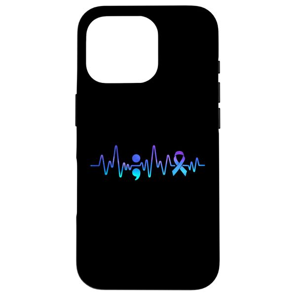 Heartbeat Semicolon - Suicide Prevention Awareness Case for iPhone 16 Pro