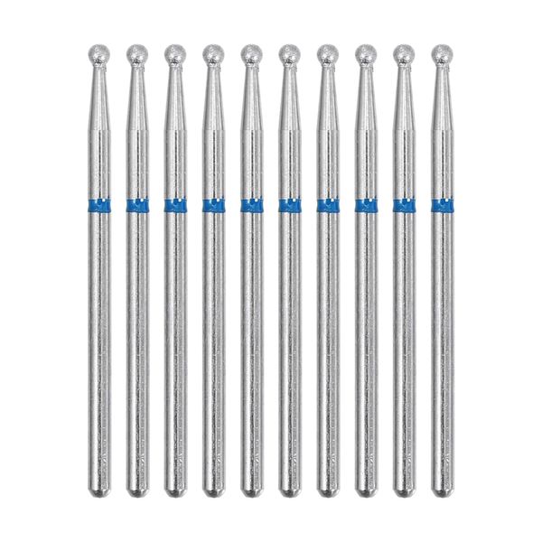 VOCOSTE 10 Pcs Emery Nail Drill Bits Set for Acrylic Nails, 3/32 Inch Nail Art Tools, Manicure Pedicure Shapen Remove Tools, 44.3mm Length, Blue