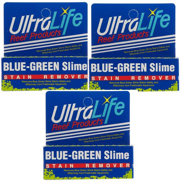 UltraLife Blue Green Slime (3 Packs) Stain Remover for Safe Slime Cleaning in Freshwater Aquariums - Each Treats 150 Gallons (3 Items)