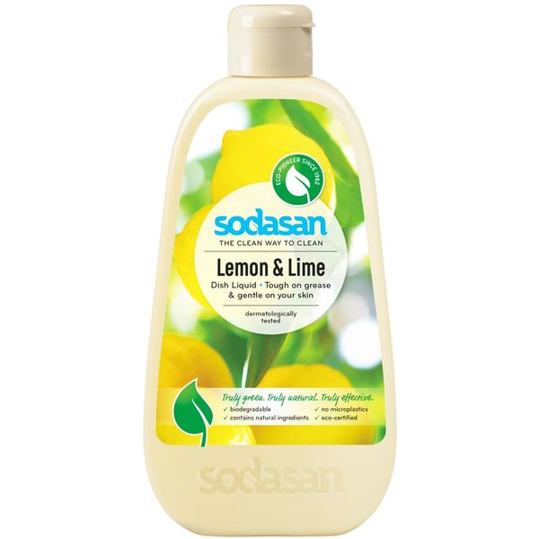 SODASAN Dish Detergent, Organic Lemon Lime Dishwash Liquid, 16.9 fl oz (500 ml), For Dishes