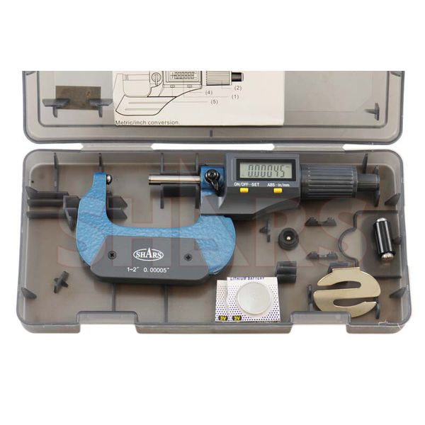 Shars 1-2" Ball Digital Micrometer .001mm/.00005" Flat Spindle New #]