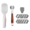 Exfoliating Heel File, Cuticle Care Set, Fish Eye Cutter, Foot Care, Washable, For Dry and Wet Feet (Includes 10 Replacement Blades) (White)