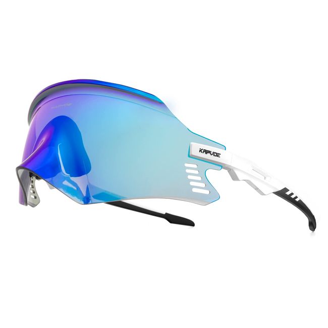 KAPVOE Fahrradbrille Mountainbike Sport Sonnenbrille Radfahren Motorrad BMX Herren Damen Blau Weiß 12