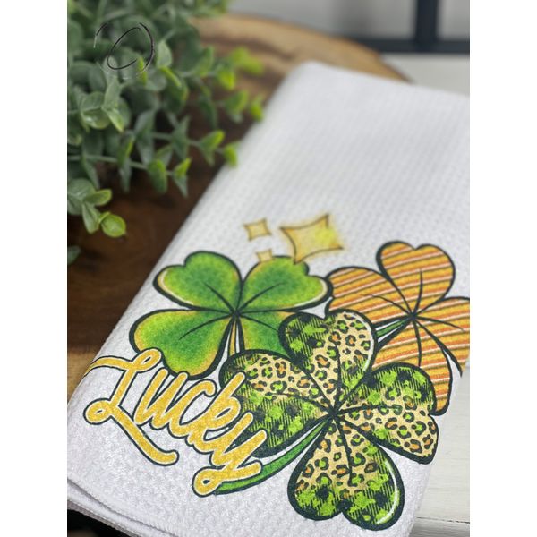 Lucky Clovers Waffle Weave Tea Towel