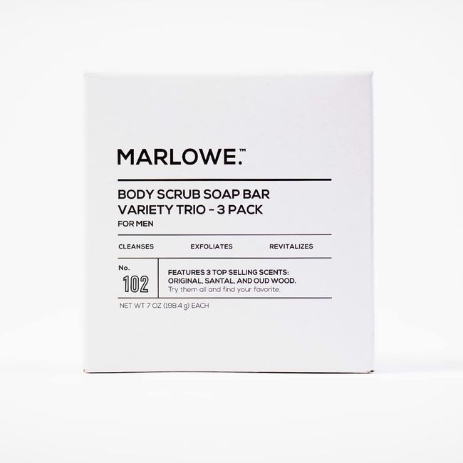 Marlowe. No. 102 Men's Body Scrub Soap 7 oz | Best Exfoliating Bar for Men 