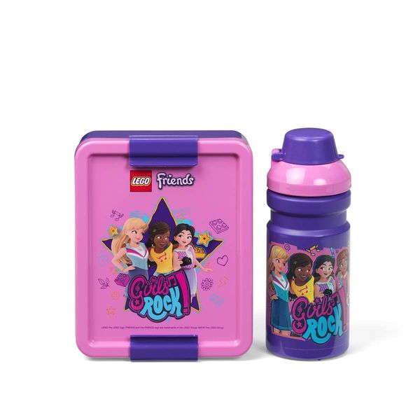 LEGO FRIENDS LUNCH SET - Fun & Functional 390ml Bottle & Lunch Box for Kids & Adults, Dishwasher Safe, Perfect for Meals on the Go, Lilac & Purple