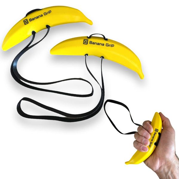 Banana Grips - Multifunctional Workout Handles for a Pull ups Bars, Cable Machine Attachmets, Lat Pull down, T Bar Rows, barbells, Dumbells and many more (Yellow Pair)