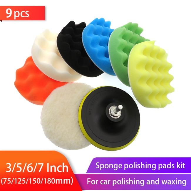 3 Inch Car Polishing Buffing Sponges Set With Drill Adapter For