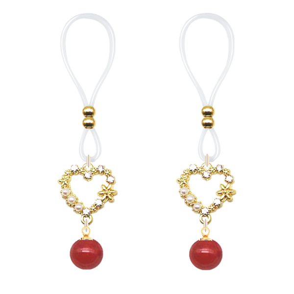 Fake Nipple Piercing Jewelry Non-Piercing Nipple Ring Heart/Shell/Pearl Dangling Nipple Clamp Adjustable Body Chain