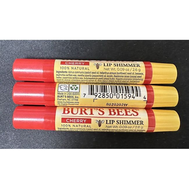 BRAND NEW BURT'S BEES CHERRY LIP SHIMMER / 100 % Natural ( LOT OF 3)