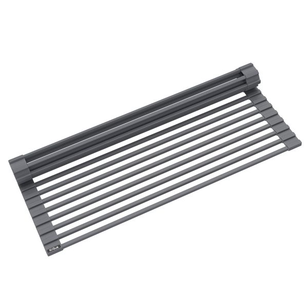 Kraus KRM-11DG Multipurpose Over Sink Roll-Up Dish Drying Rack, Dark Grey