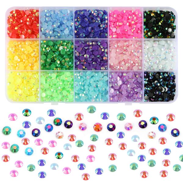 3000pcs Flatback Rhinestones for Crafts,Black AB Crystals Rhinestone,Resin Flatback Rhinestones Glitter Gems Nail Diamonds Rhinestones Flatback Rhinestones for Clothes Accessories DIY