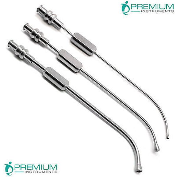 3 Pcs Dental Cannula Sinus Suction Tubes 2.5mm, 3mm & 4mm Surgical Instruments