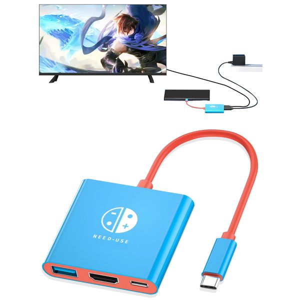 Switch Dock, Direct TV Output, HD Converter/TV/Table Mode, Nintendo Switch, OLED Dock, HDMI Adapter 4K @ 30Hz, TV Connection Cable, Type-C to HDMI Converter, 3 in 1 USB C Port, Small, Replacement,