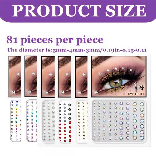 RAMGLYO 6 fogli Festival Accessori Halloween Make-up Pietre Glitter Autoadesivo viso gemme capelli Make UP