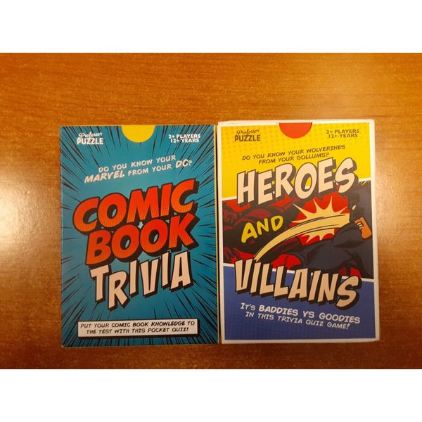 2 Pk: Professor Puzzle Heroes and Villains & Comic Book Trivia Games   E2E