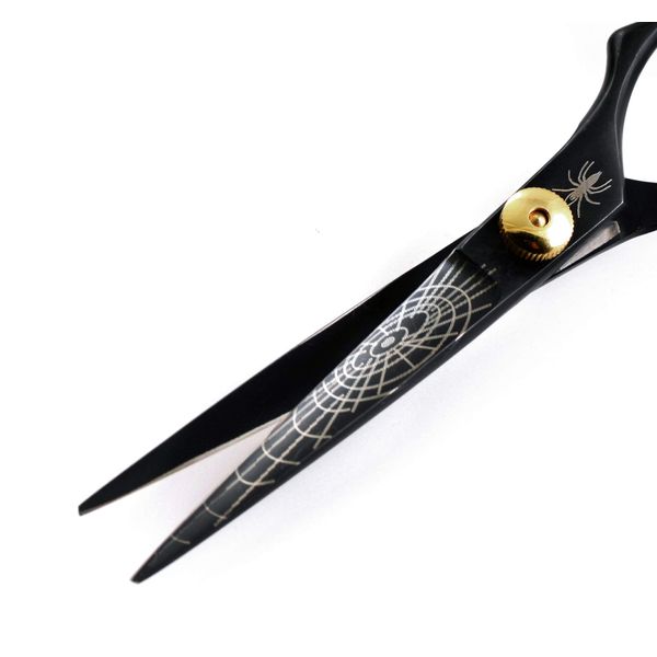 Sanguine Professional Hairdressing Scissors Hair Scissors in Deep Black Spider, 5.5 inch, 14 cm